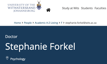 Stephanie Forkel joins Wits Psychology as Visiting Associate Professor