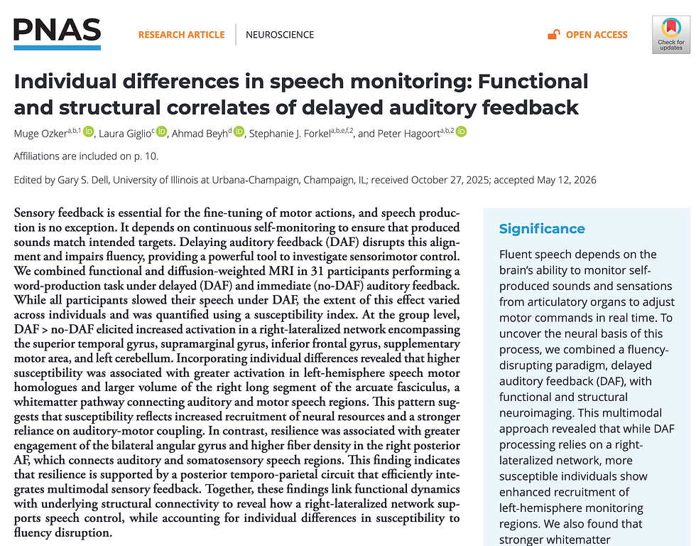 New paper: The brain's secret defence against speech errors
