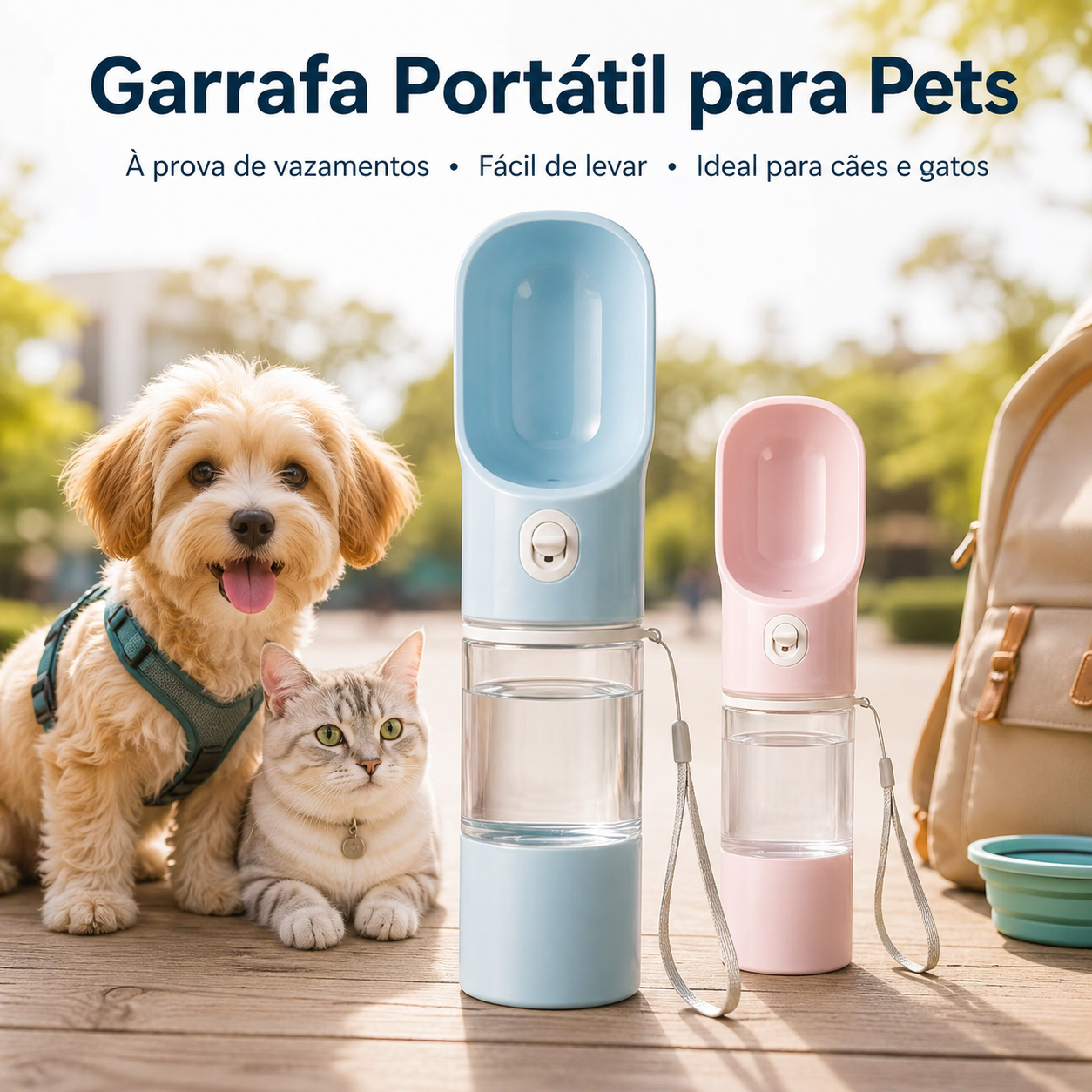 Garrafa de água portátil para animais de estimação à prova de vazamentos, ideal