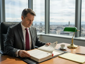 Swiss lawyer reviewing company formation paperwork