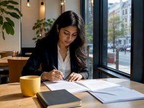 Professional reviewing crypto registration documents