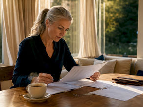Swiss analyst reviewing financial documents