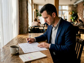 Entrepreneur reviewing Swiss cross-border documents