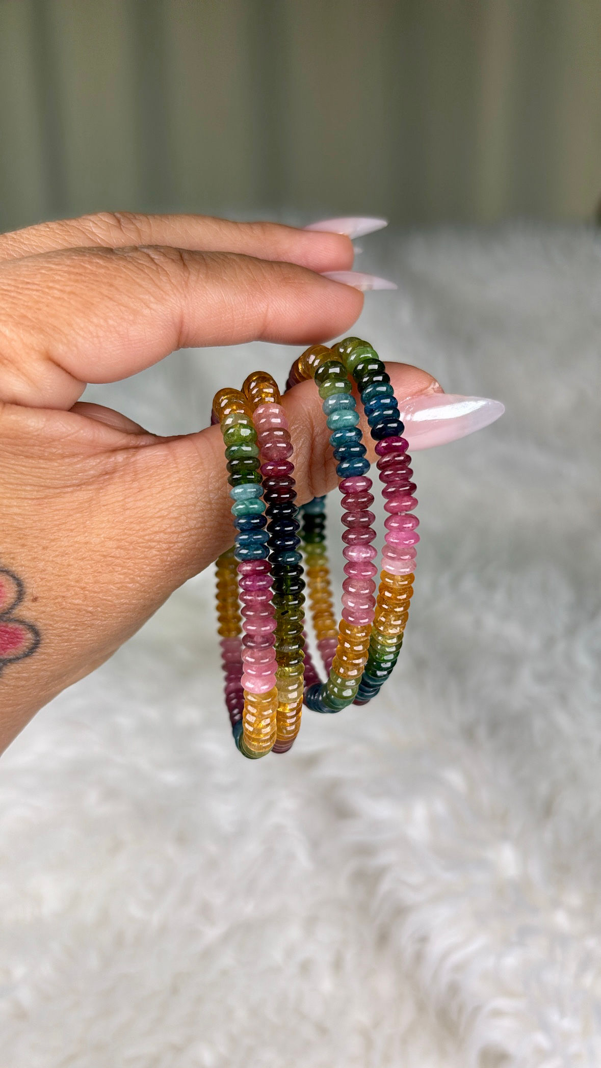 Colorful Gemmy Tourmaline Rondelle Bracelet — 6mm