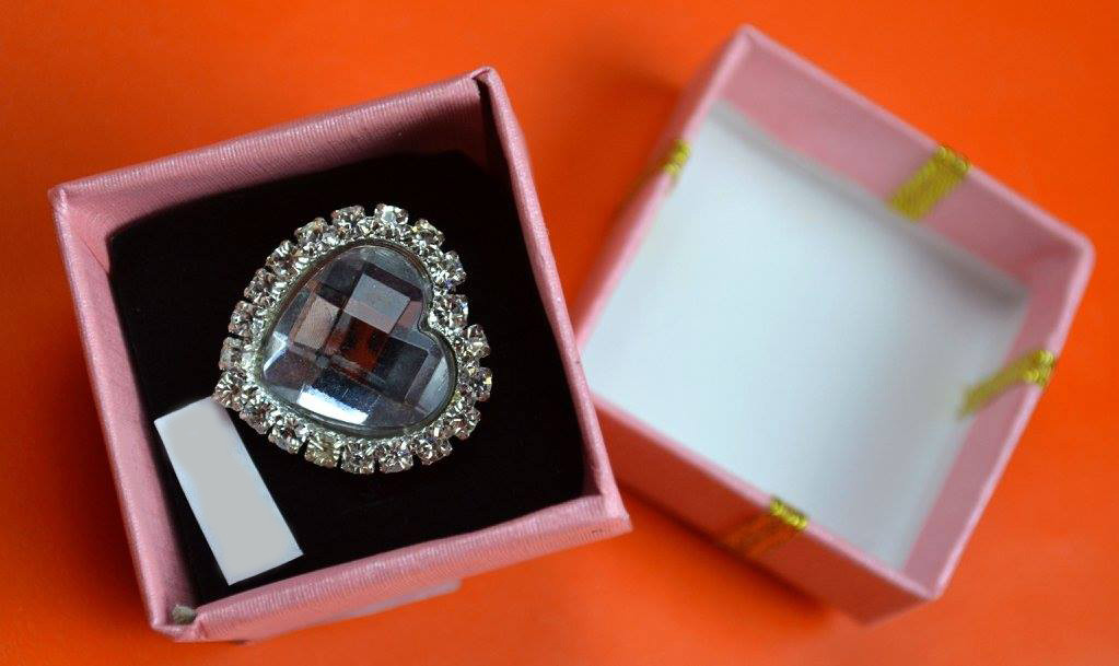 Crystal Diamante Love Heart Ring