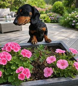 daxi sniffing flowers