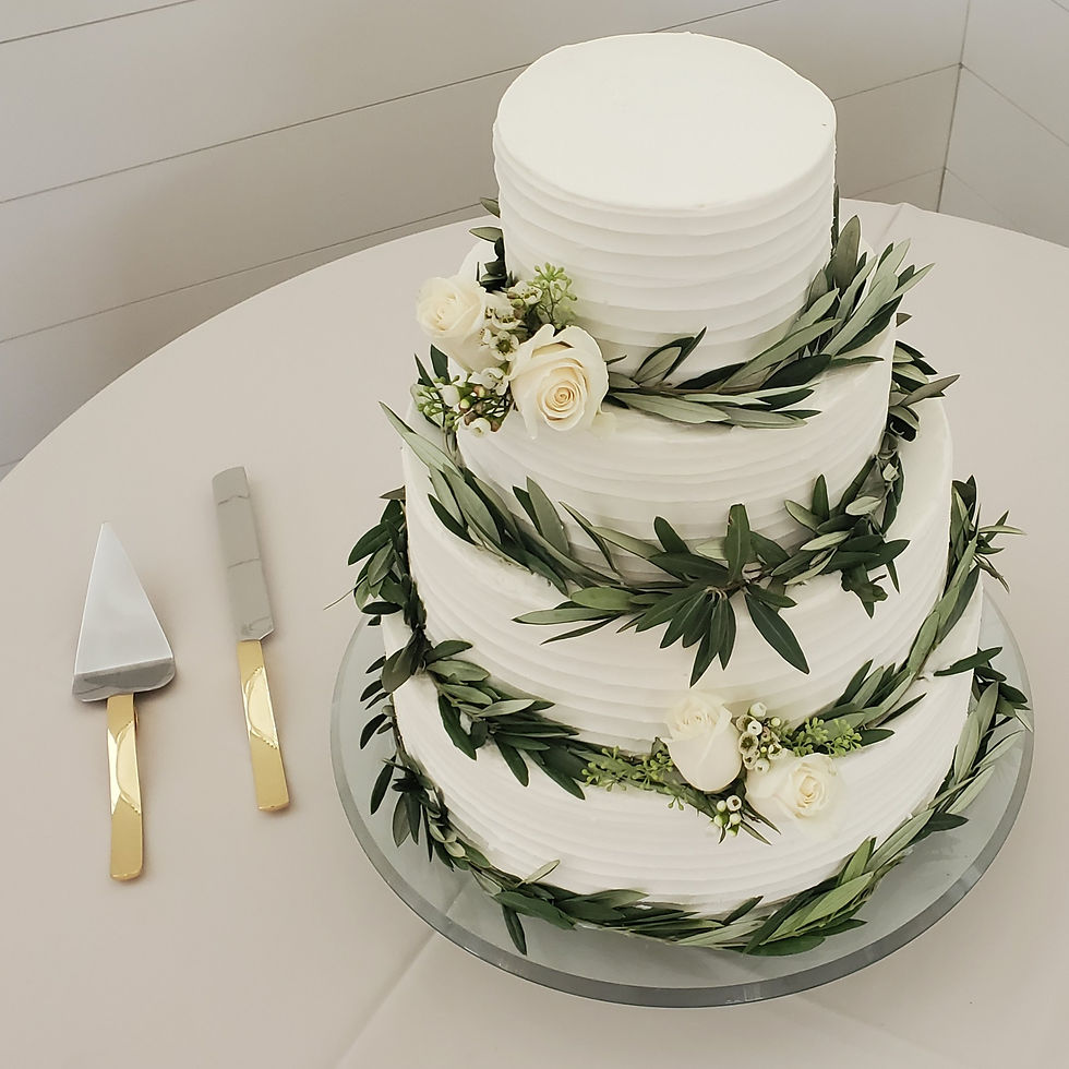 Horizontal Buttercream Textured Wedding Cake