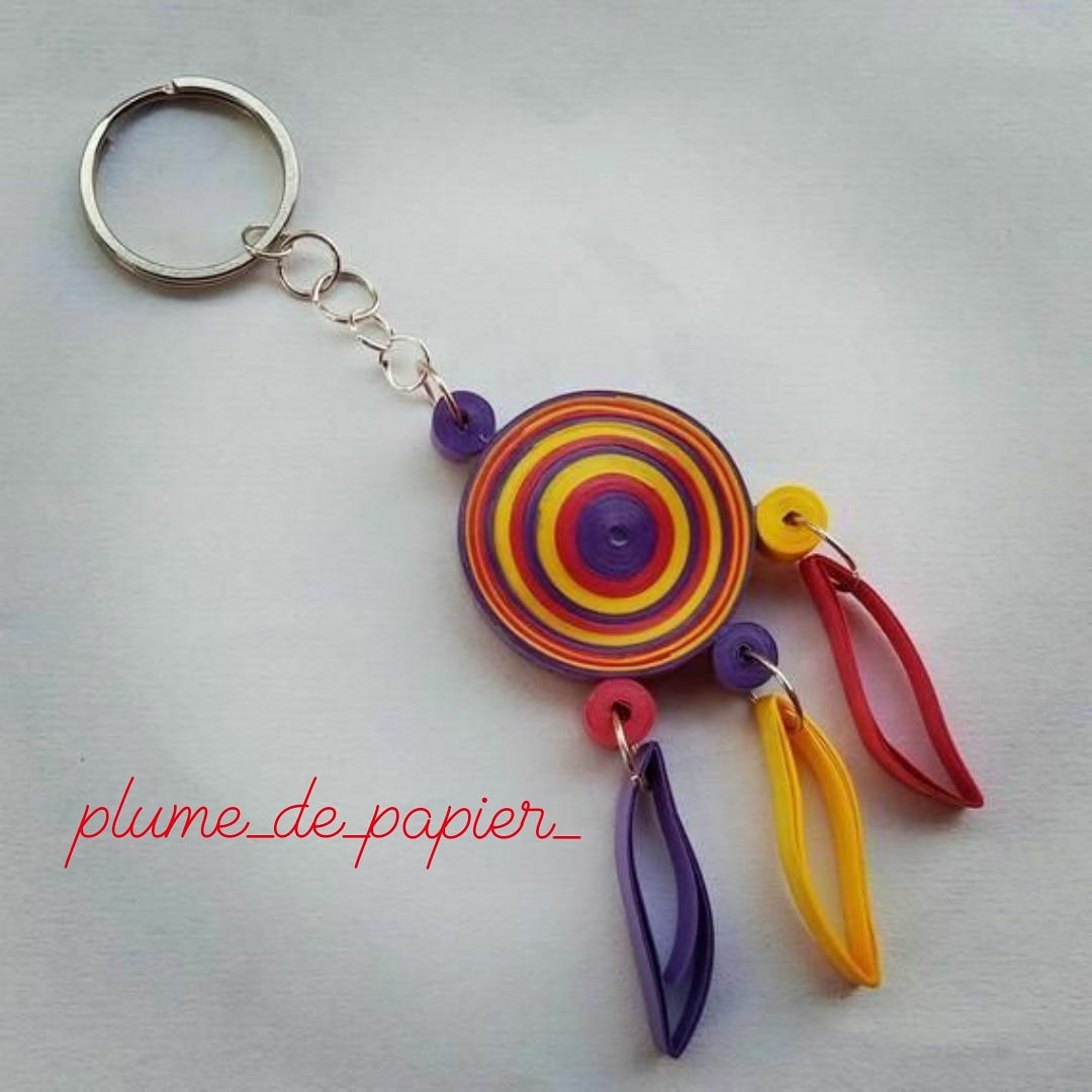 Paper quilled dream catcher keychain