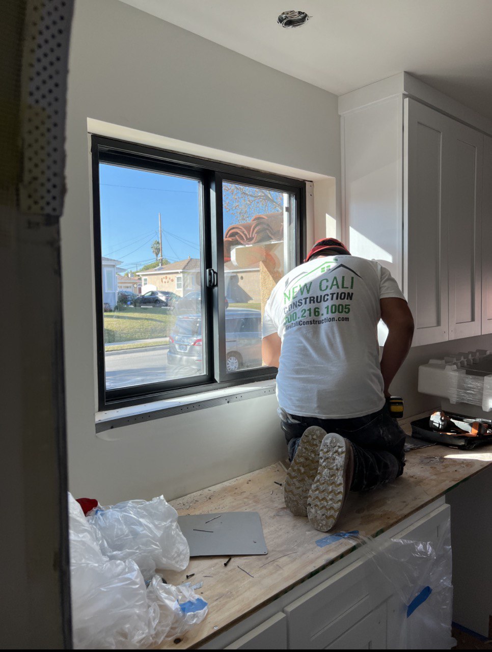 Modern Family Home Makeover - Kitchen under construction