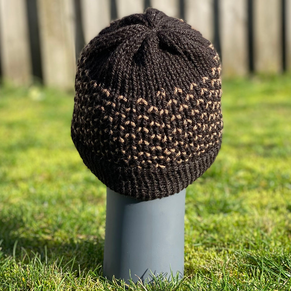 Thumbnail: Muts 2-kleurig zwart/bruin gespikkeld