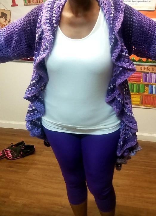 Thumbnail: Whirlpool Cardigan in mixed purples front