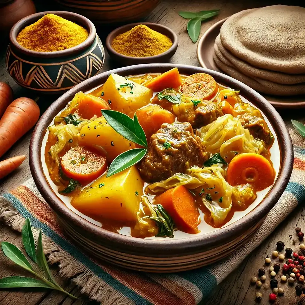 Eritrean alicha stew, traditional alicha recipe, mild alicha with vegetables, Eritrean vegetarian stew, alicha with lentils