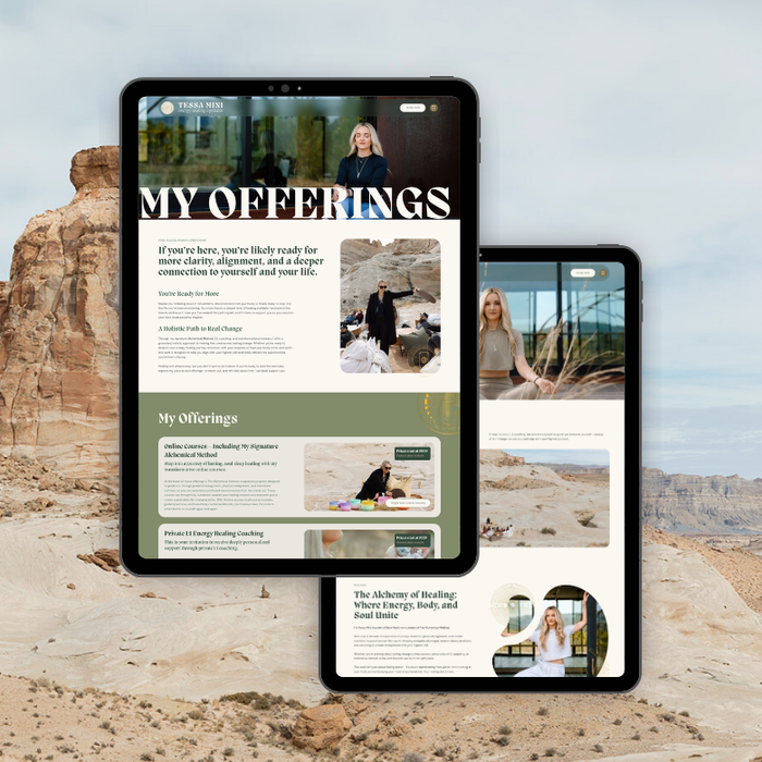Healing & Retreat Website | Tessa Mini Napa Valley — serene desert-inspired palette with spacious, intentional design