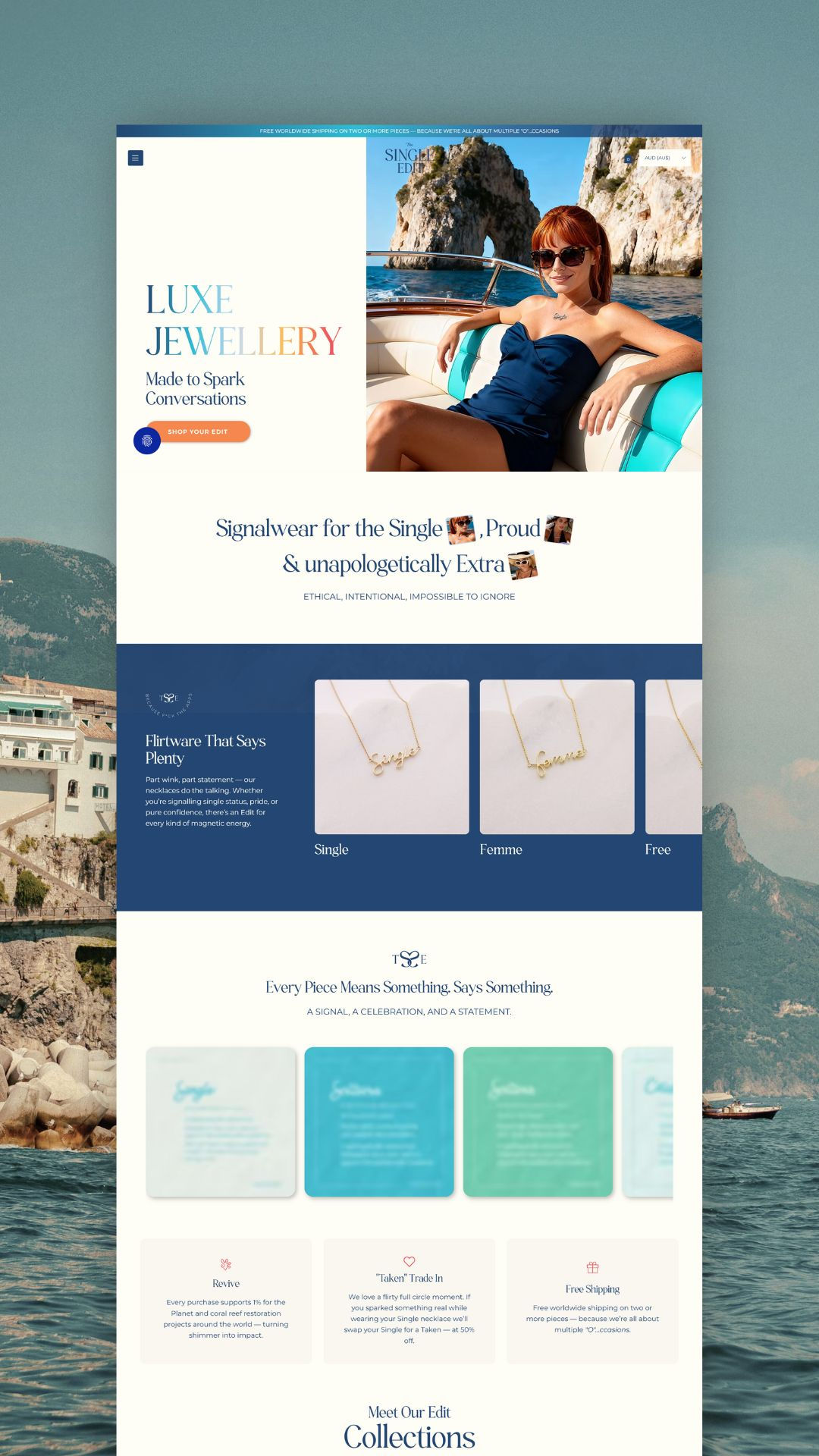 The Single Edit Jewellery Website Design | Flow Cre8tive — bold eCommerce site showcasing unapologetic luxury jewellery