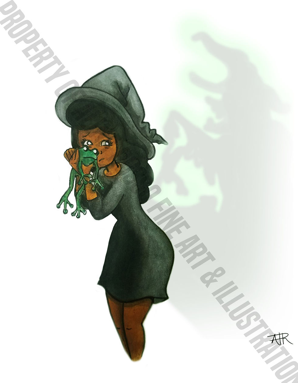 Tia the Witch "Save the Frog"- Halloween Card