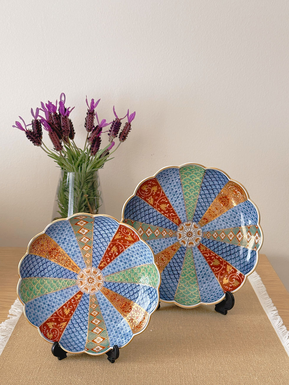 Rinkuro Kiln gold pattern plate 16cm and 19.5cm
