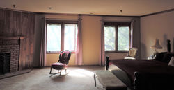 Upper Level Master Bedroom picure 1 fireplace bed and windows