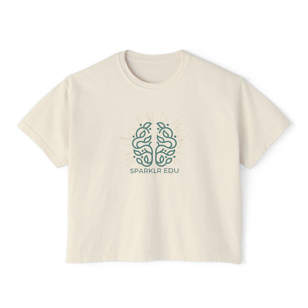 Sparkly Brain Women's Boxy Tee - Inspiring Education Graphic T-Shirt
