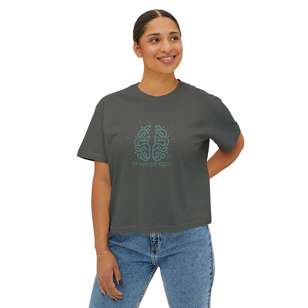 Thumbnail: Sparkly Brain Women's Boxy Tee - Inspiring Education Graphic T-Shirt