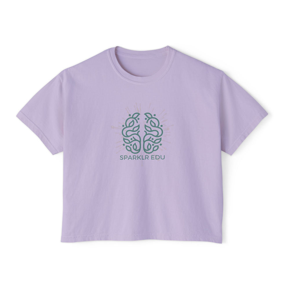 Thumbnail: Sparkly Brain Women's Boxy Tee - Inspiring Education Graphic T-Shirt