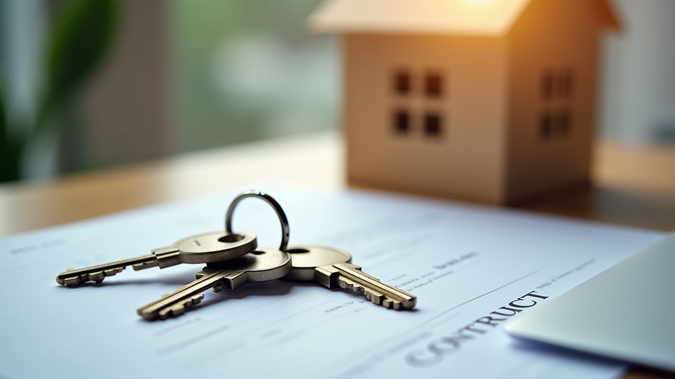 High angle view of a set of house keys on a contract