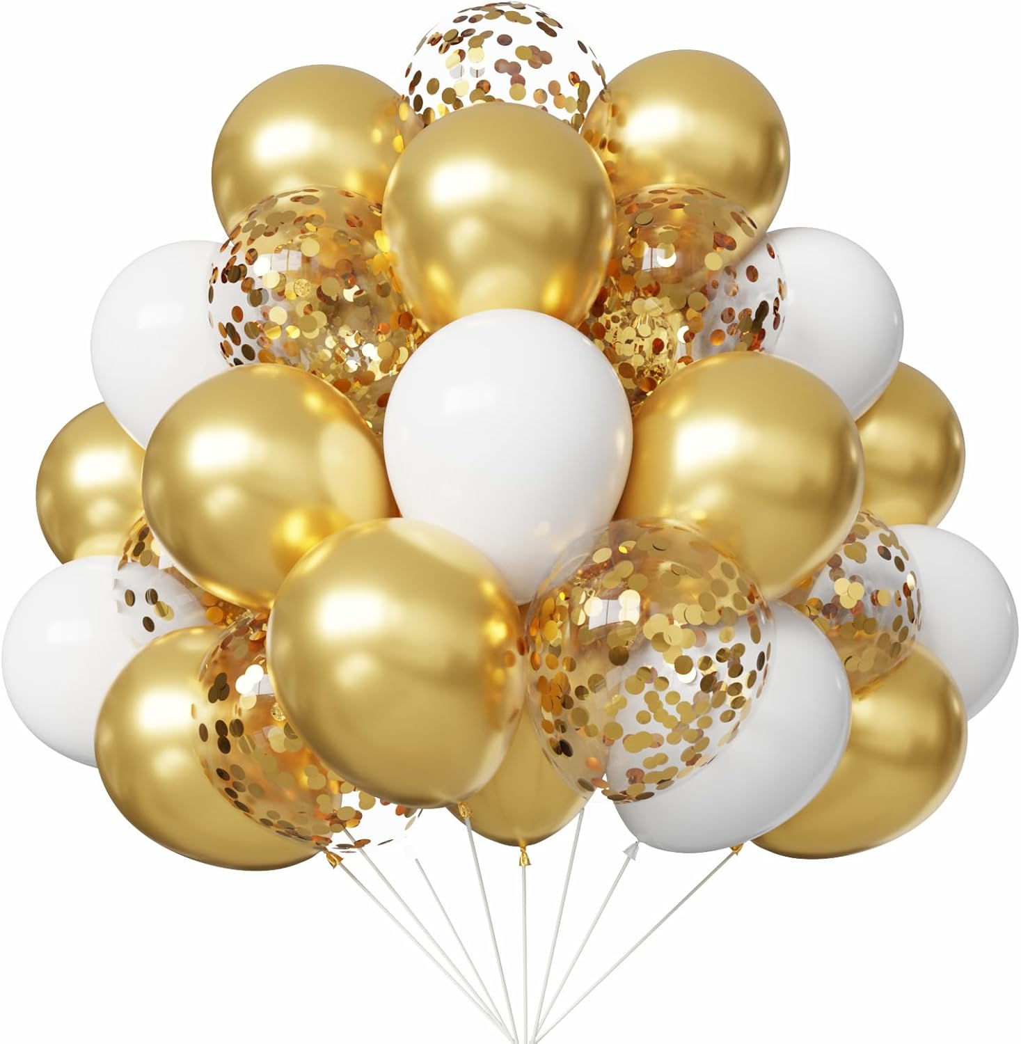 Luxury White & Gold Confetti Balloon Kit (67-Piece)