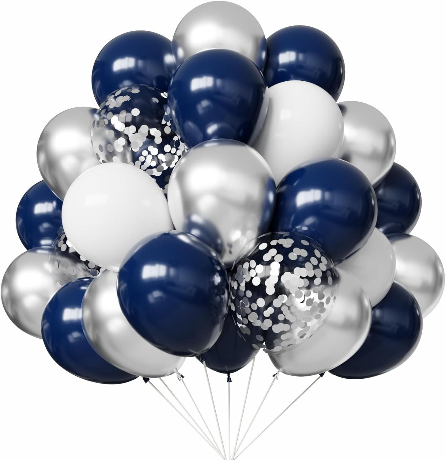 Classic Navy Blue & Silver Confetti Balloon Kit (67-Piece)