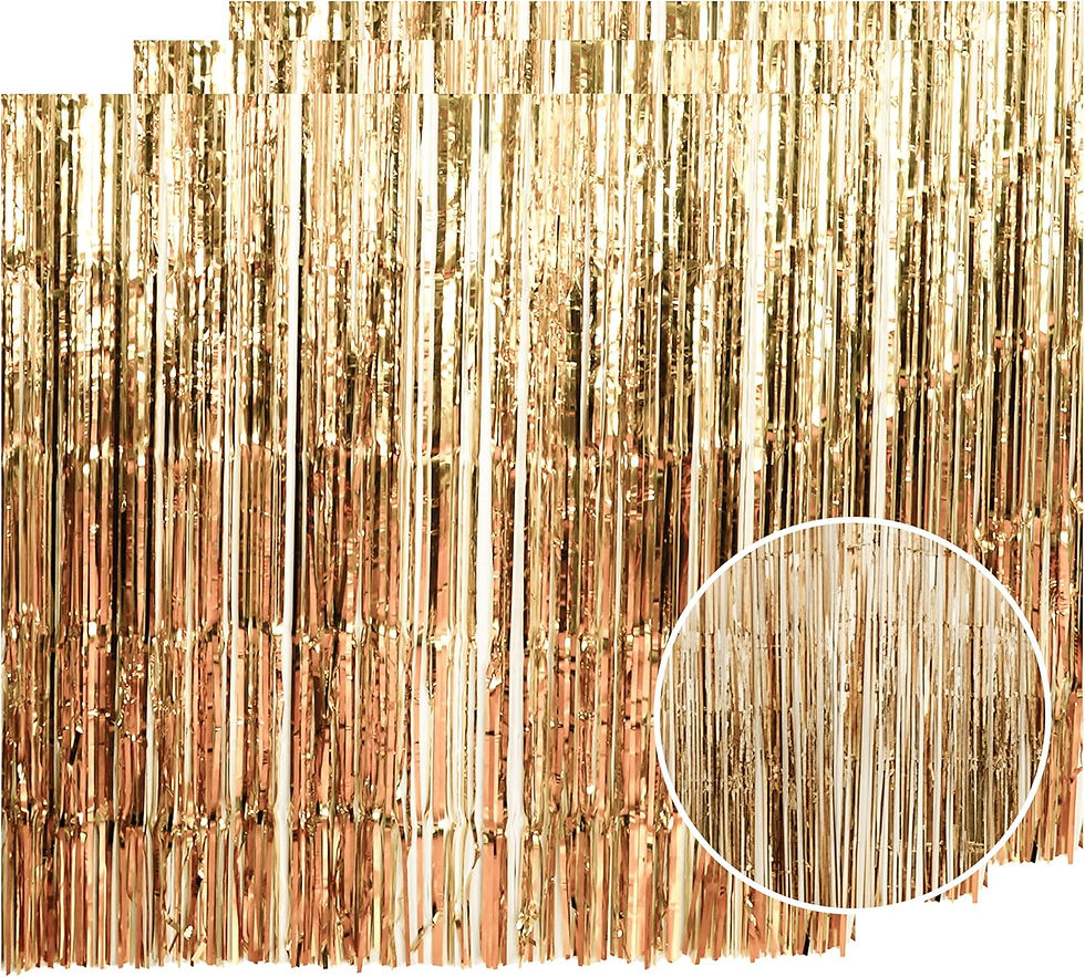 Thumbnail: Luxury Metallic Foil Fringe Backdrop Curtain (3-Pack Bundle)