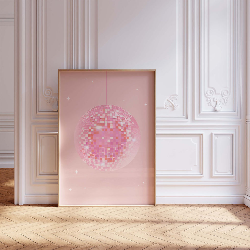 Thumbnail: Disco Kugel Poster · Pink Disco Ball · Retro Party