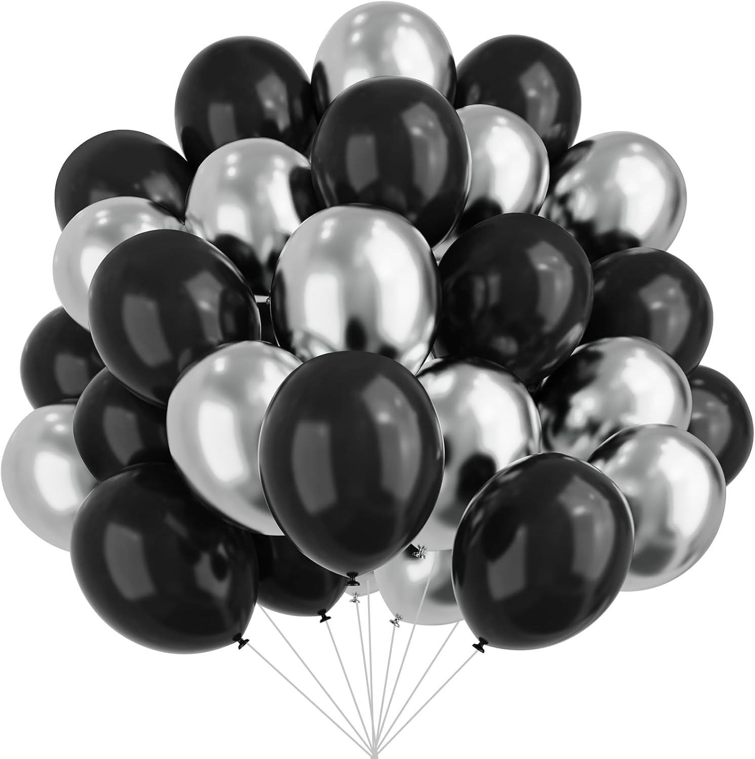 Midnight Metallic Black & Silver Event Balloon Kit (67-Piece)