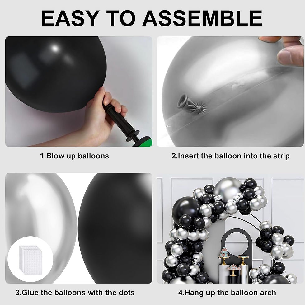 Thumbnail: Midnight Metallic Black & Chrome Silver Balloon Arch Kit (134-Piece)