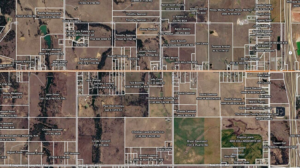 Screenshot of property owner names and property lines on landapp map