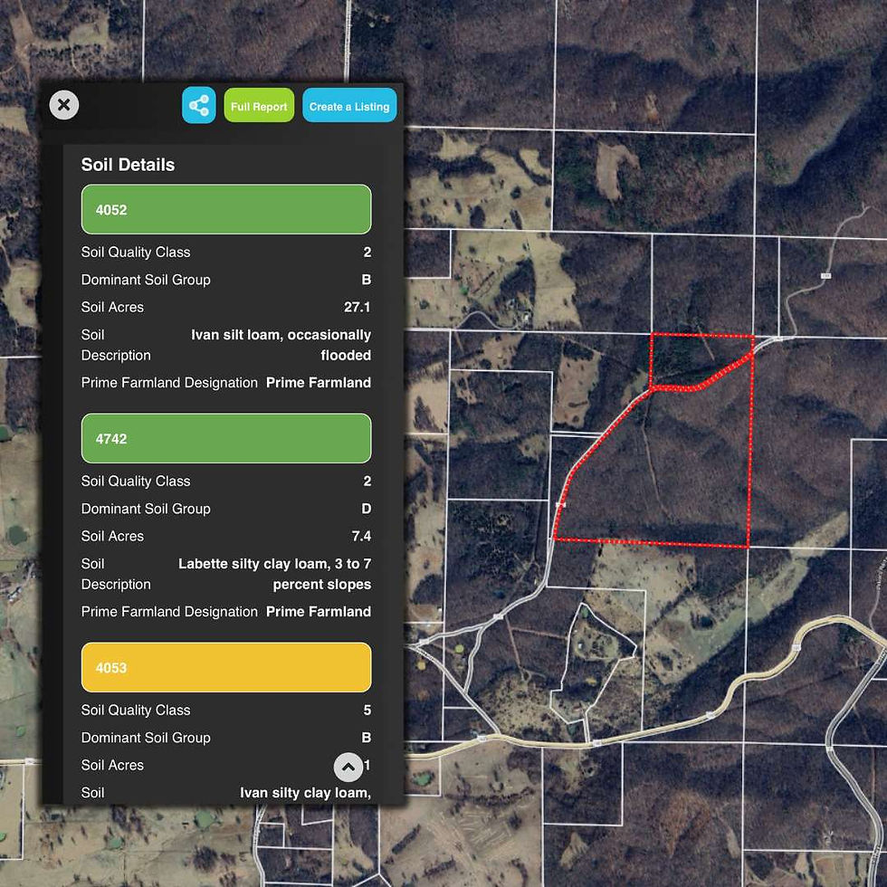 LandApp Screenshot of parcel data
