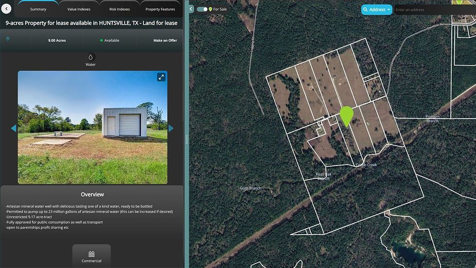 Screenshot of water Rights listed for lease on LandApp