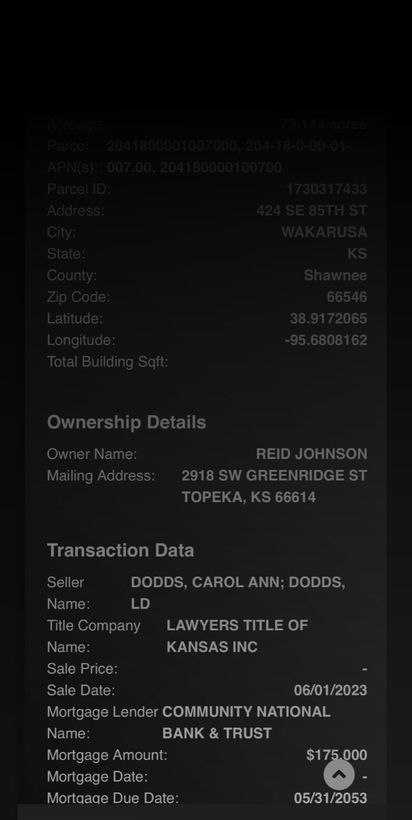 Screenshot of LandApp's assessory data