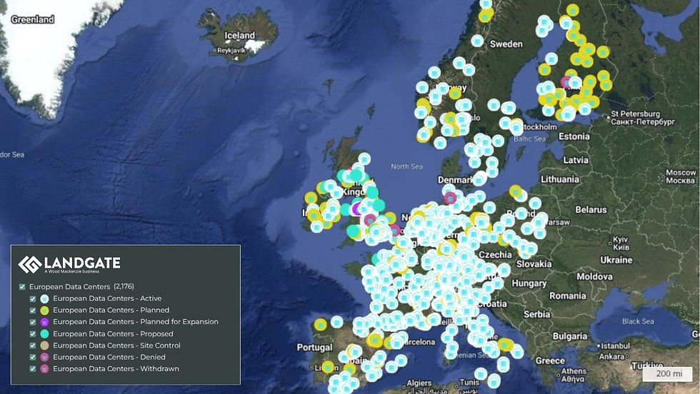 Screenshot of Landgate European Data center map