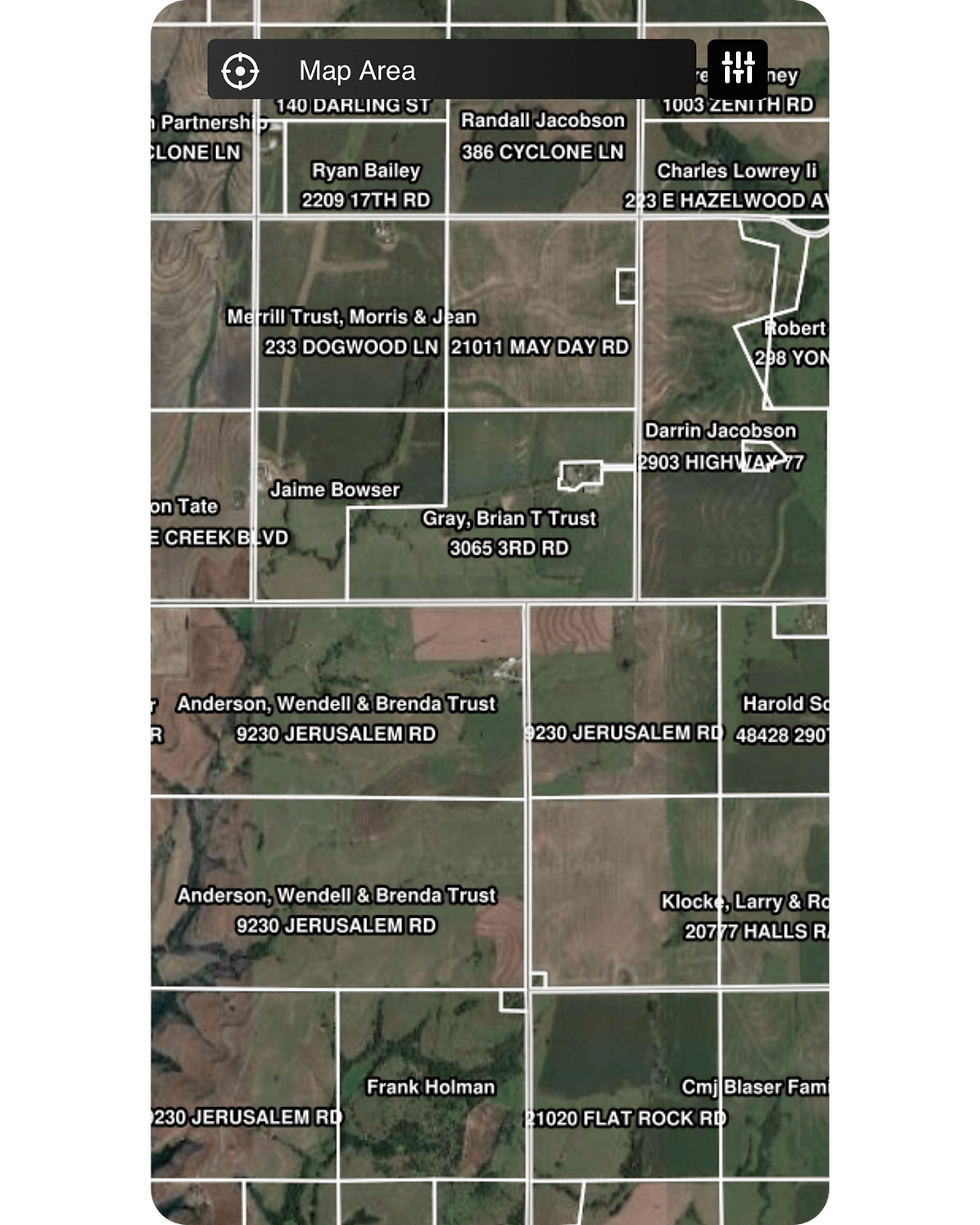 screenshot of a map showing land ownership from landapp pro