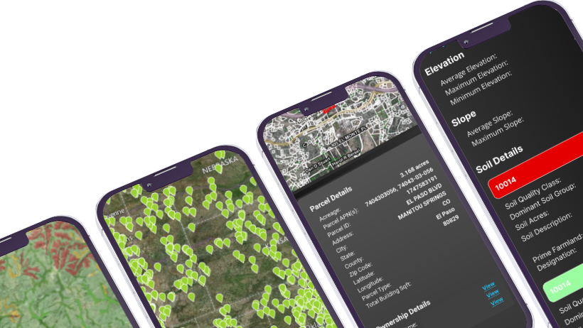 Screenshots from LandApp on phone devices