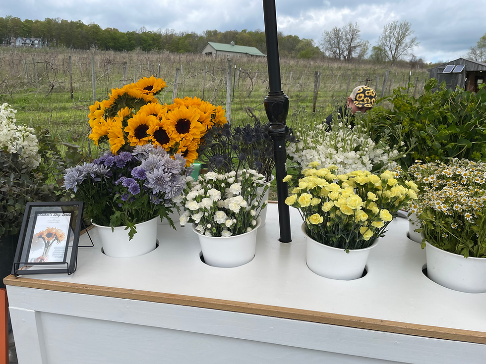 A great selection of fresh flowers at the flower bar by Bluff Point Blooms