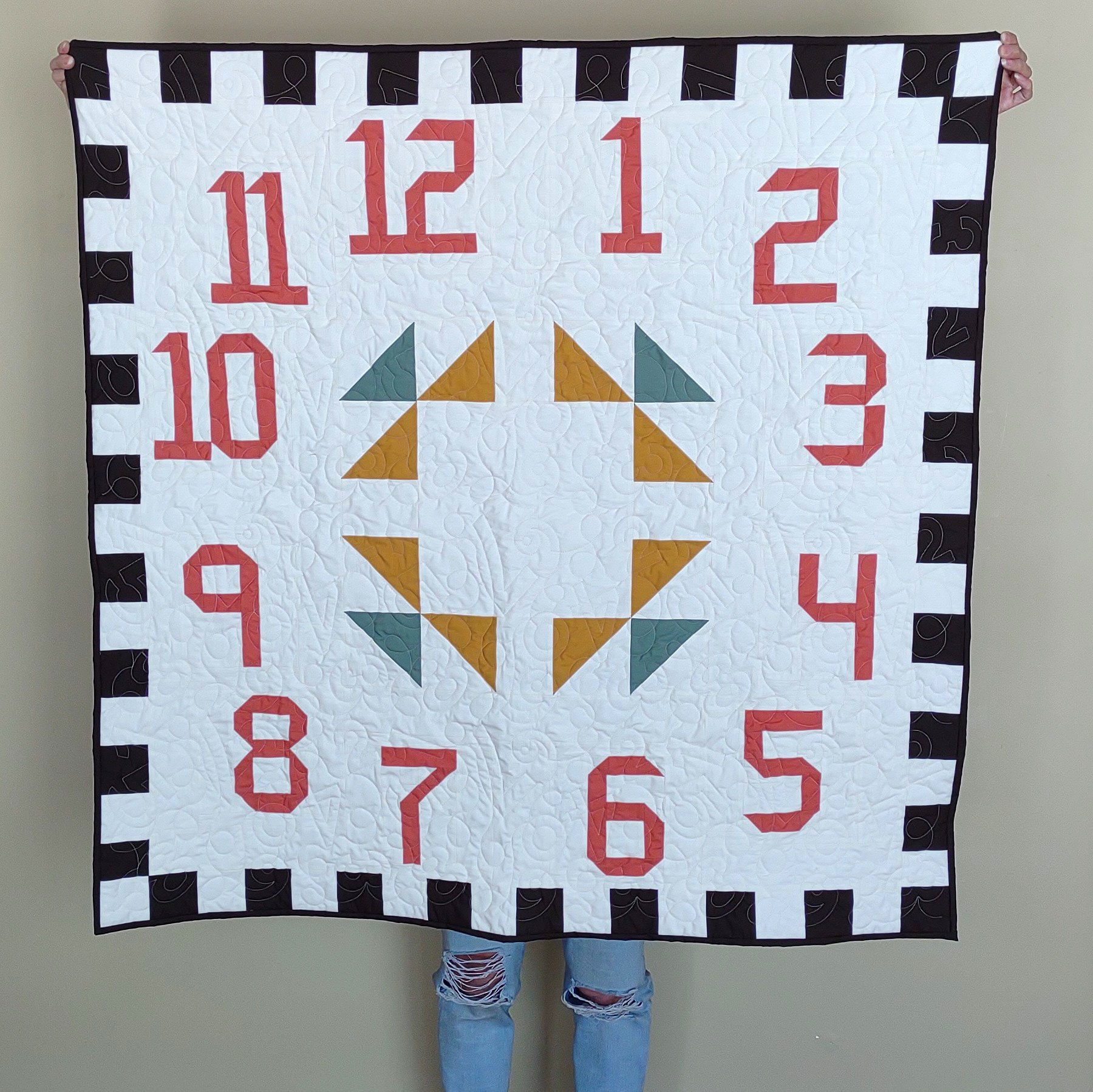 Monthly Milestone Quilt | Baby's First Year Growth Quilt | Numbers Blanket