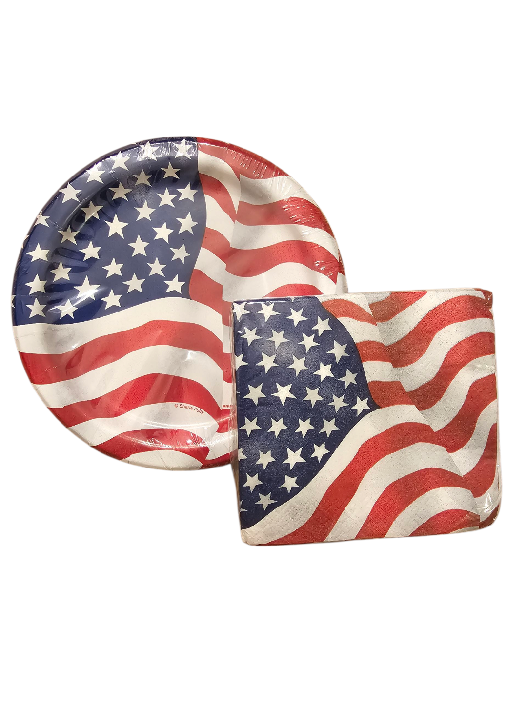 US Flag Dessert Plate