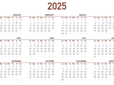 Weekly & Annual Calendars 2025/26