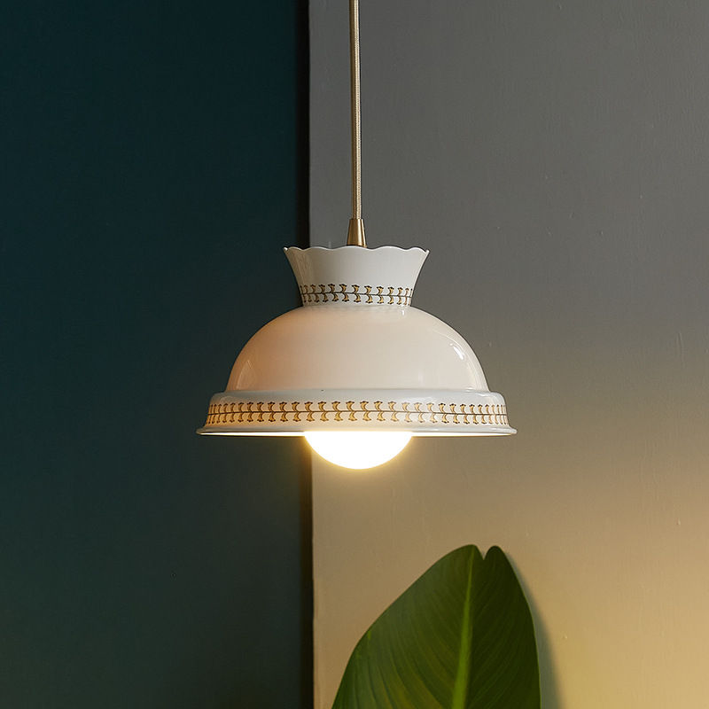 Thumbnail: LED Simple White Japanese Style Ceramic Pendant Light