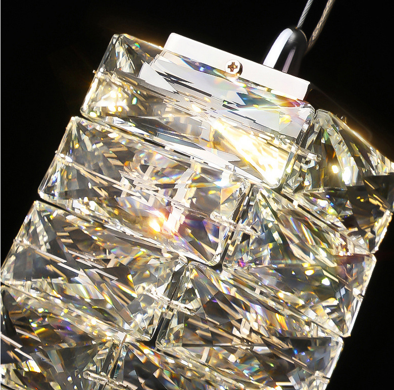 Thumbnail: LED Spiral Stainless Steel Crystal Pendant Light
