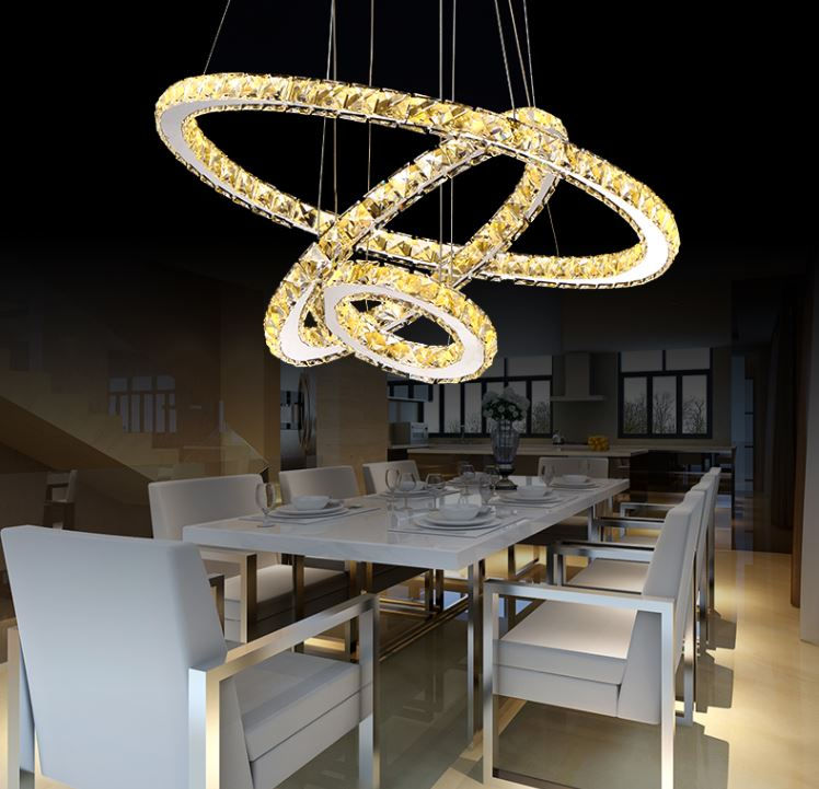 Thumbnail: Crystal LED Stainless Steel Chandelier