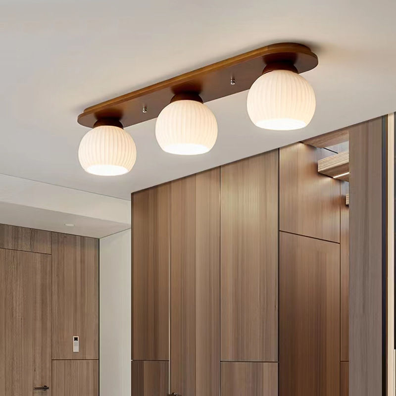 Thumbnail: LED Simple Wood Glass Ceiling Light