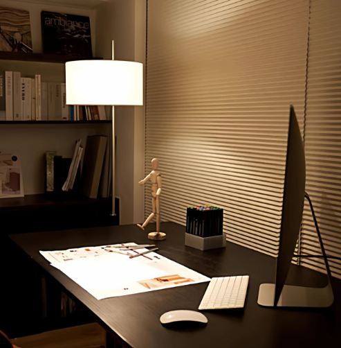 Thumbnail: LED Wood & Brass Adjustable Floor Lamp
