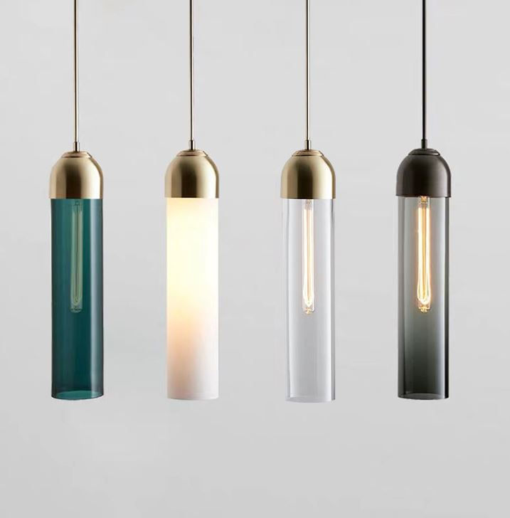 LED Multi-color Glass Cylinder Pendant Light