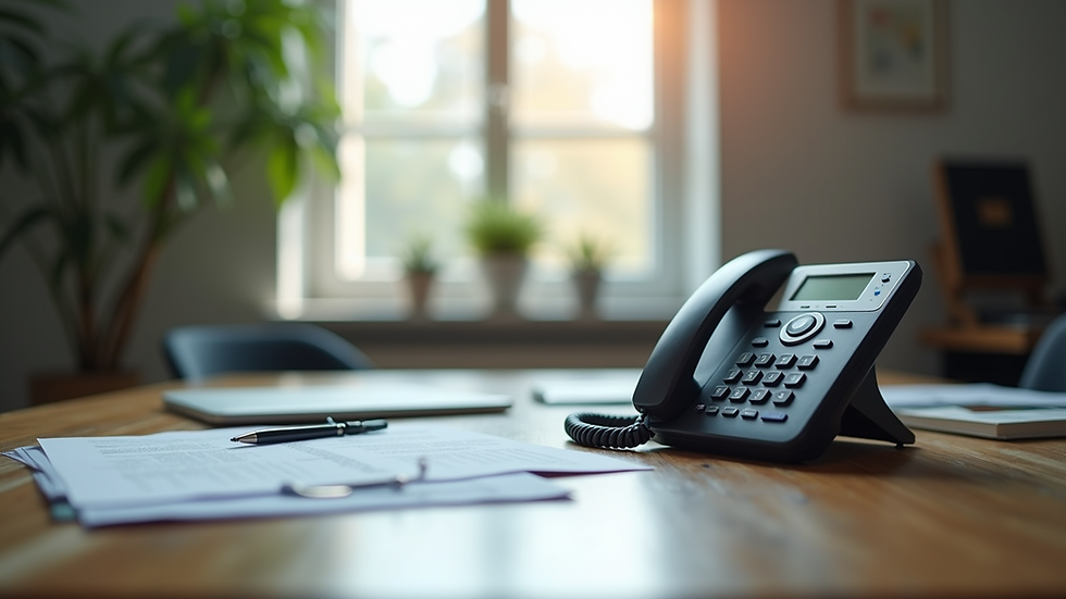 Vue rapprochée d’un bureau funéraire avec des documents et un téléphone