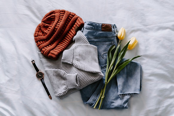 clothes on a bed